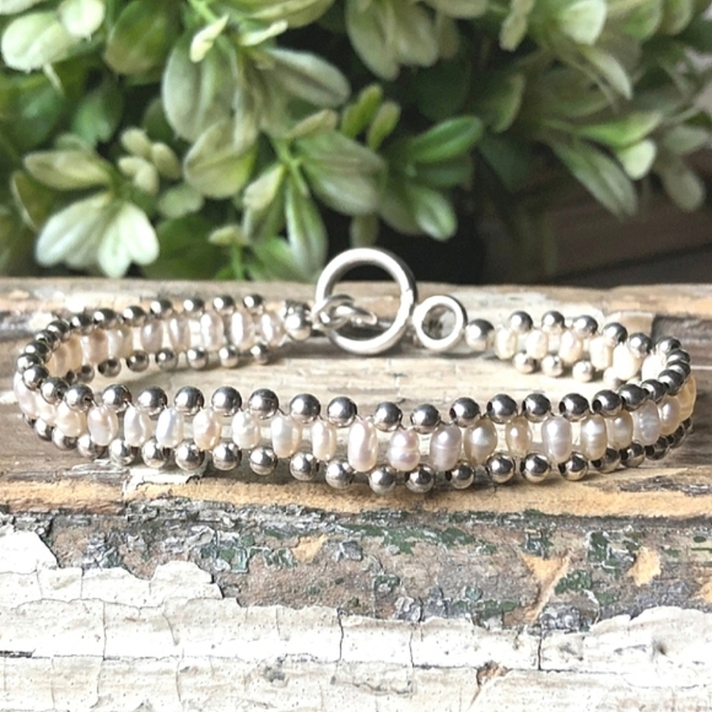 Rare SILPADA Blush Pearl & Sterling Silver Bead Bracelet